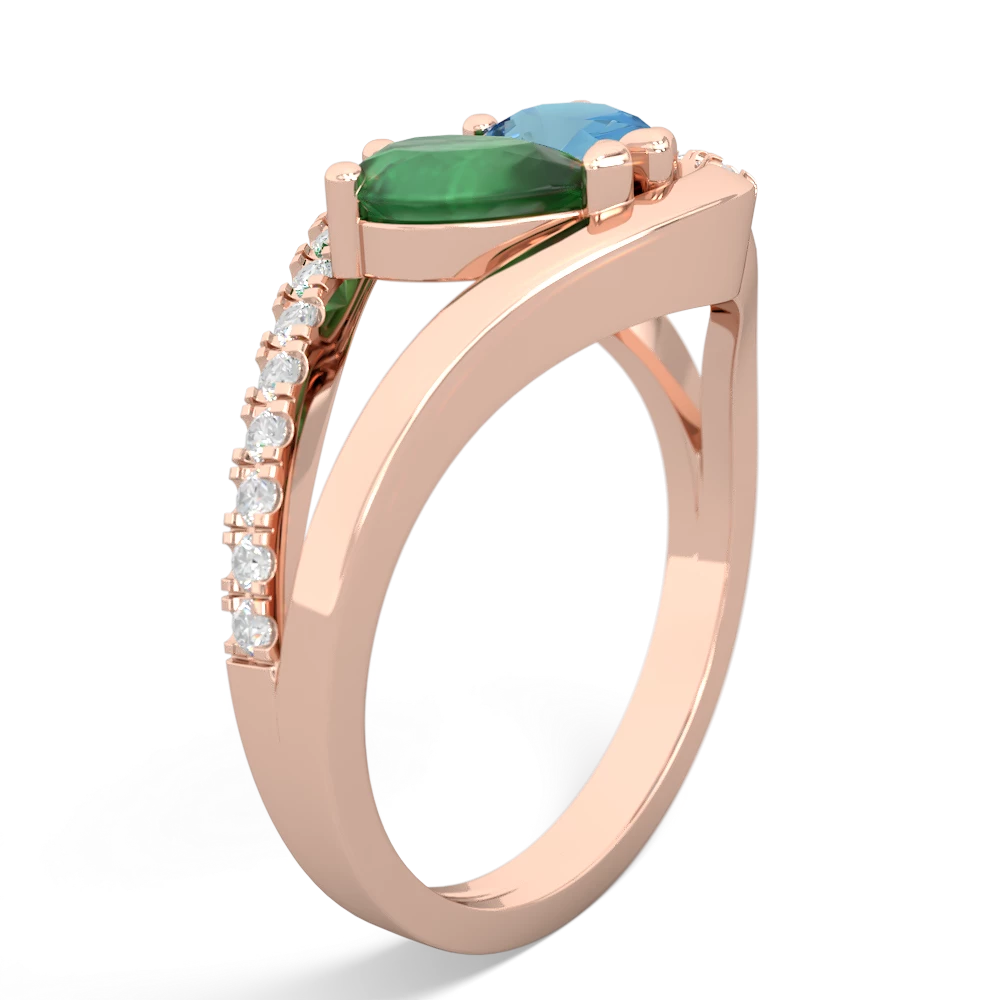 Emerald Nestled Heart Keepsake 14K Rose Gold ring R5650