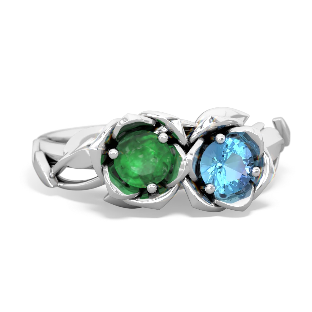 Emerald Rose Garden 14K White Gold ring R5510
