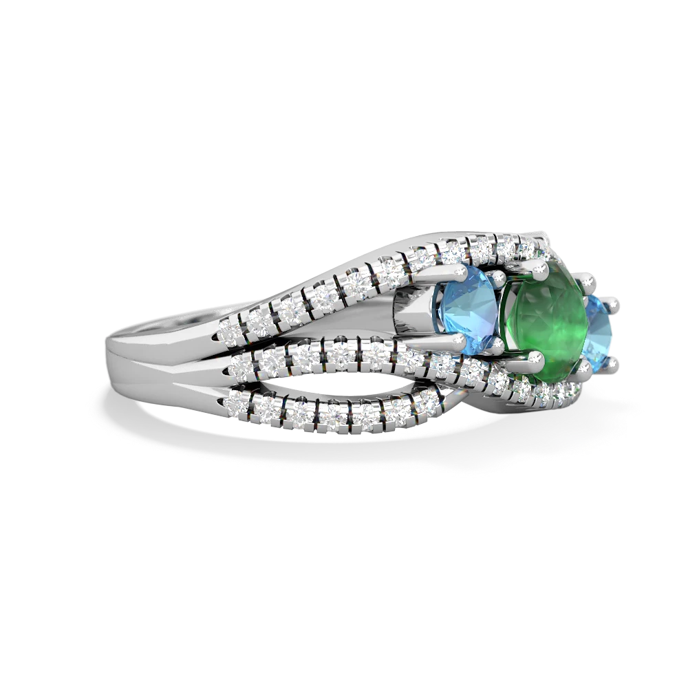 Emerald Three Stone Aurora 14K White Gold ring R3080