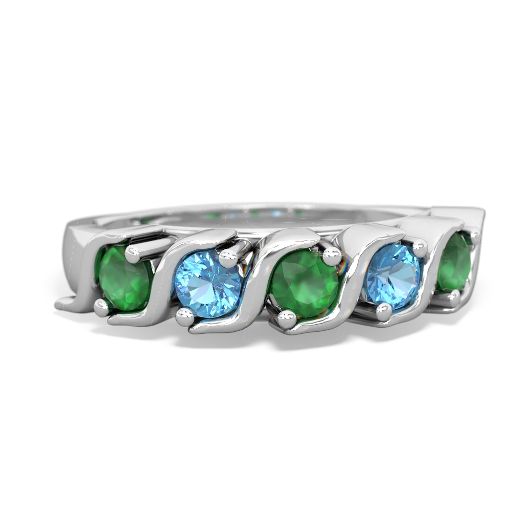 Emerald Anniversary Band 14K White Gold ring R2089