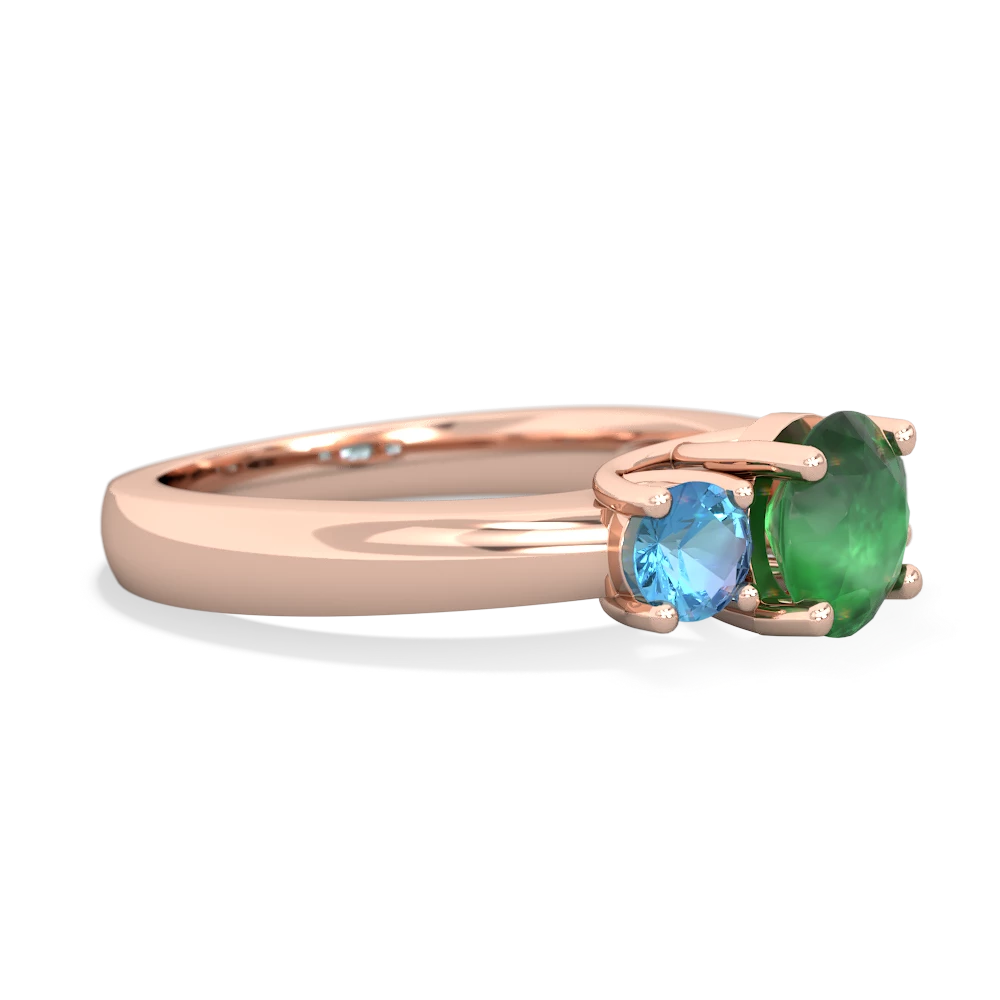 Emerald Three Stone Round Trellis 14K Rose Gold ring R4018