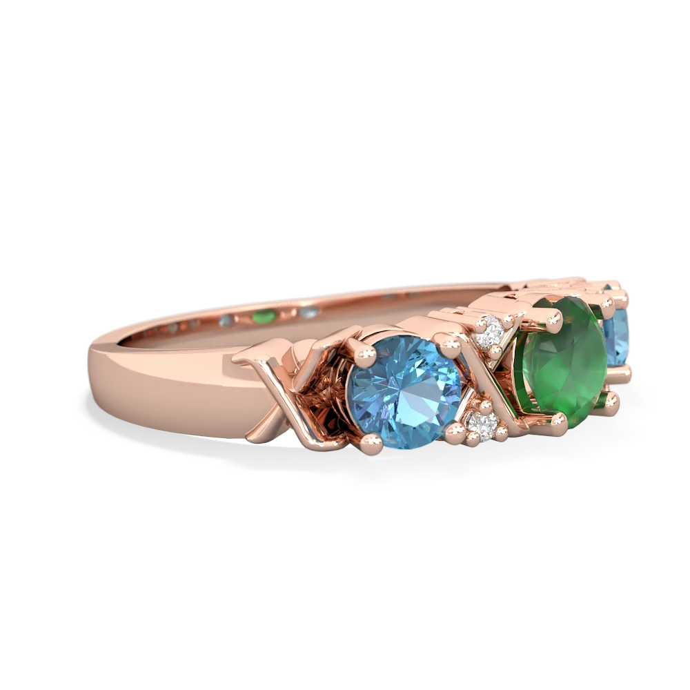 Emerald Hugs And Kisses 14K Rose Gold ring R5016