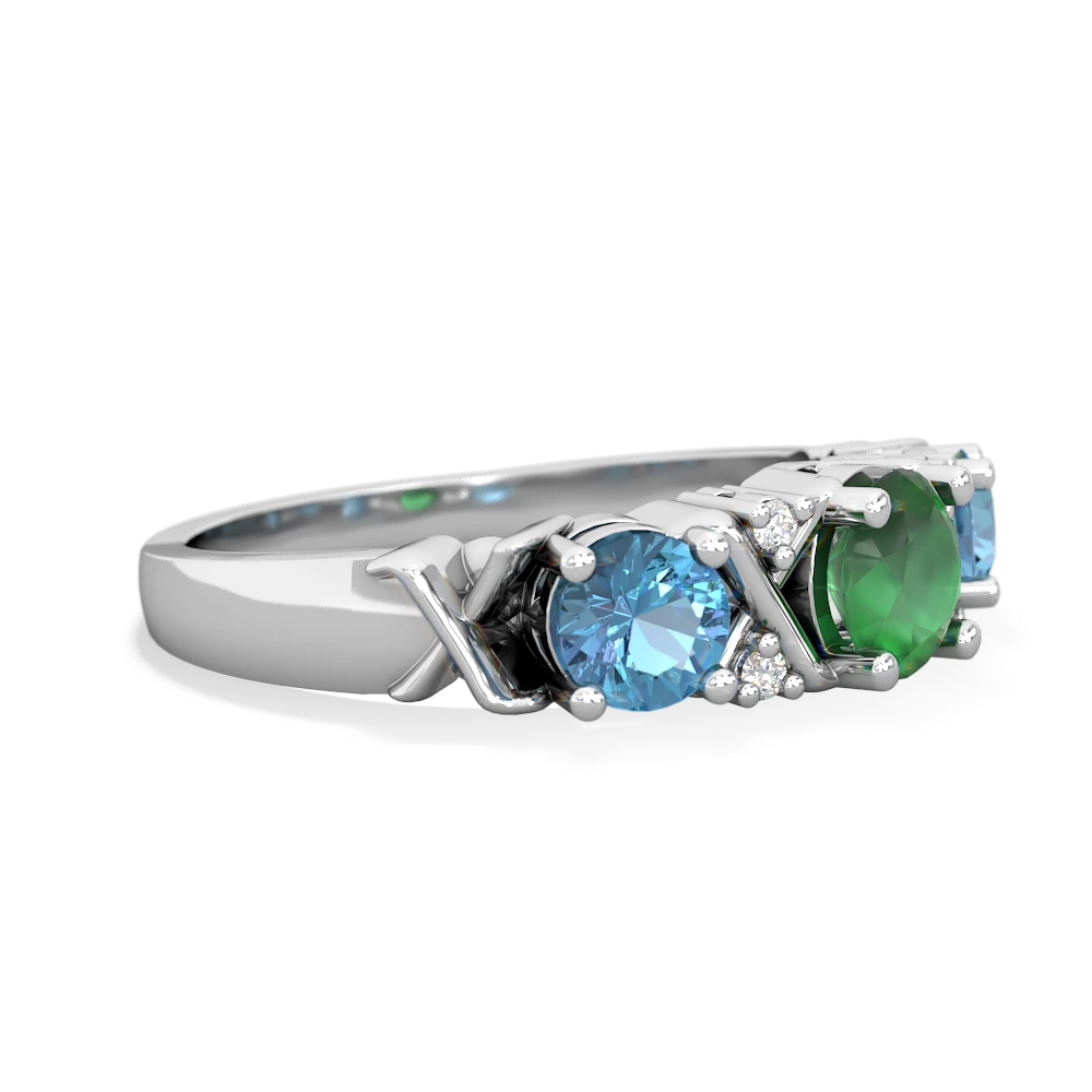 Emerald Hugs And Kisses 14K White Gold ring R5016