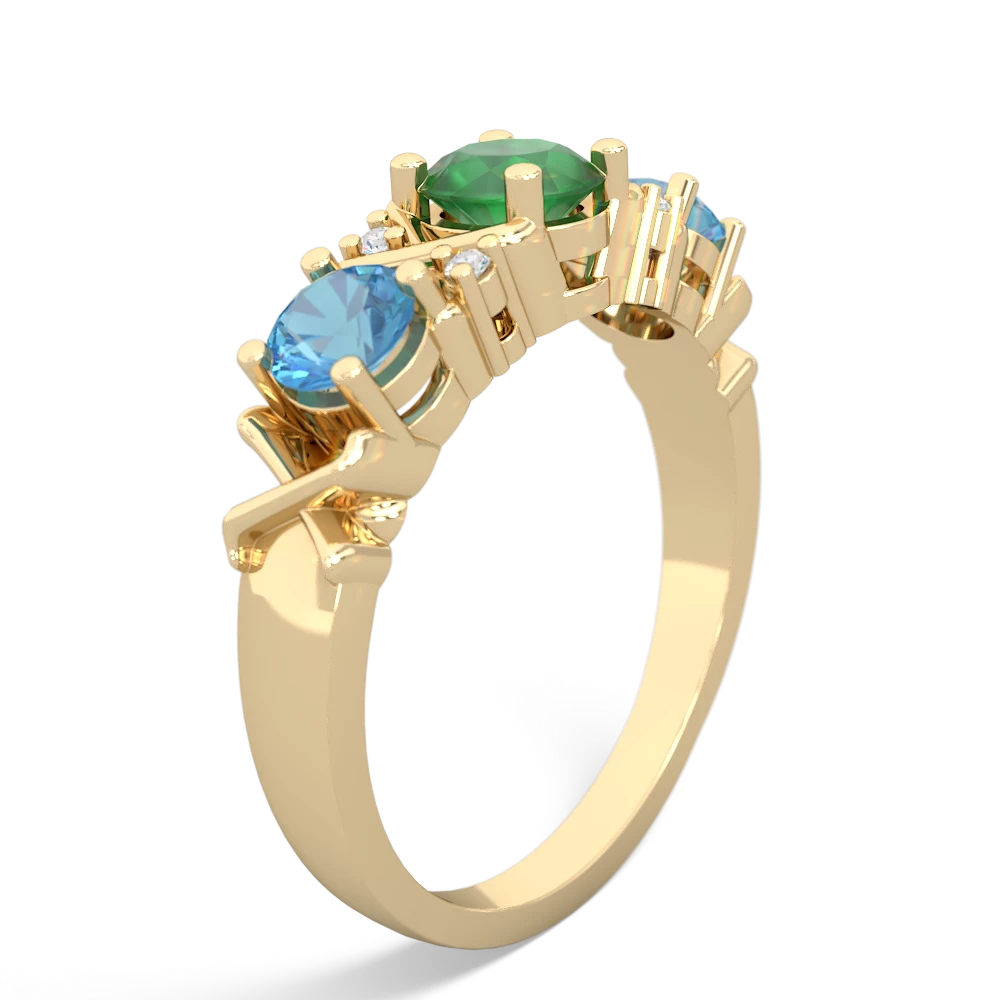 Emerald Hugs And Kisses 14K Yellow Gold ring R5016