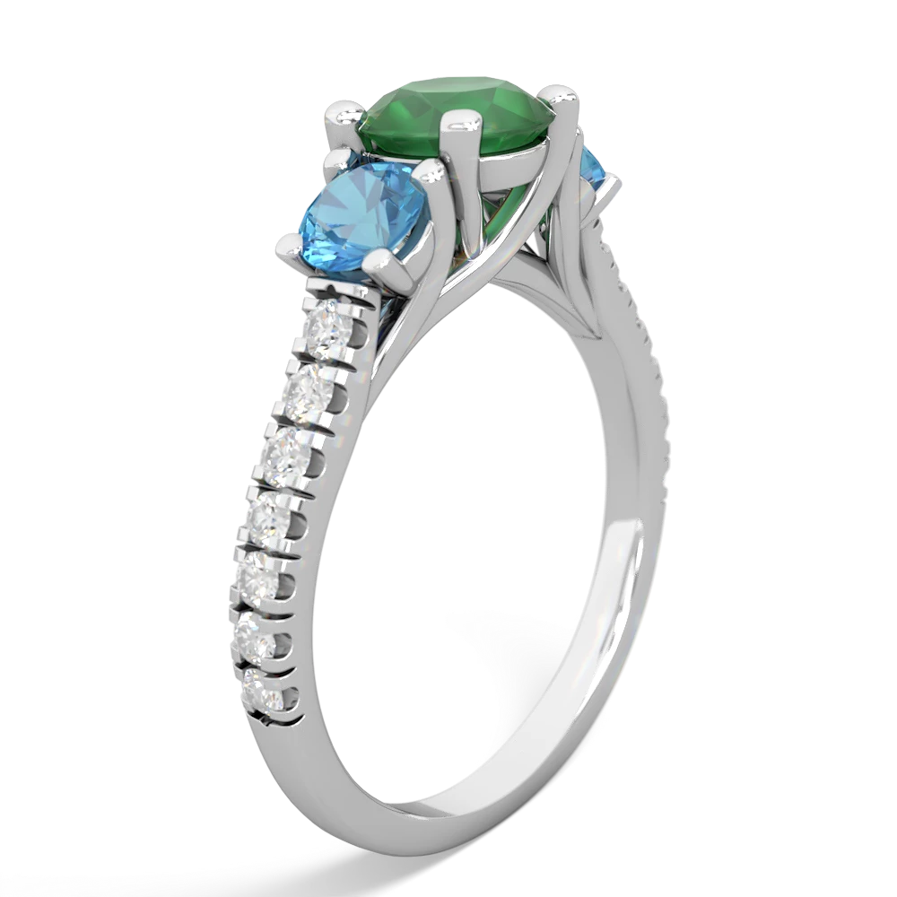 Emerald Pave Trellis 14K White Gold ring R5500