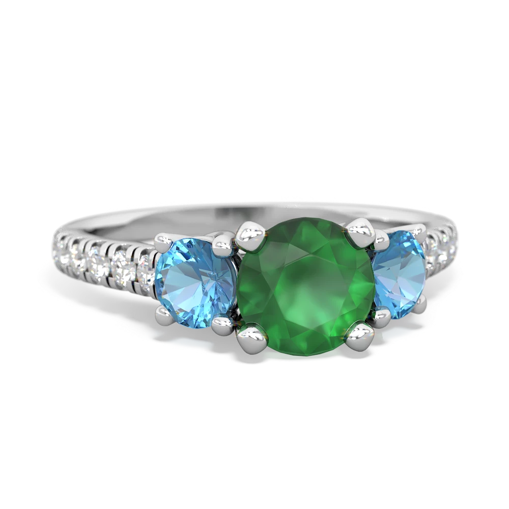 Emerald Pave Trellis 14K White Gold ring R5500