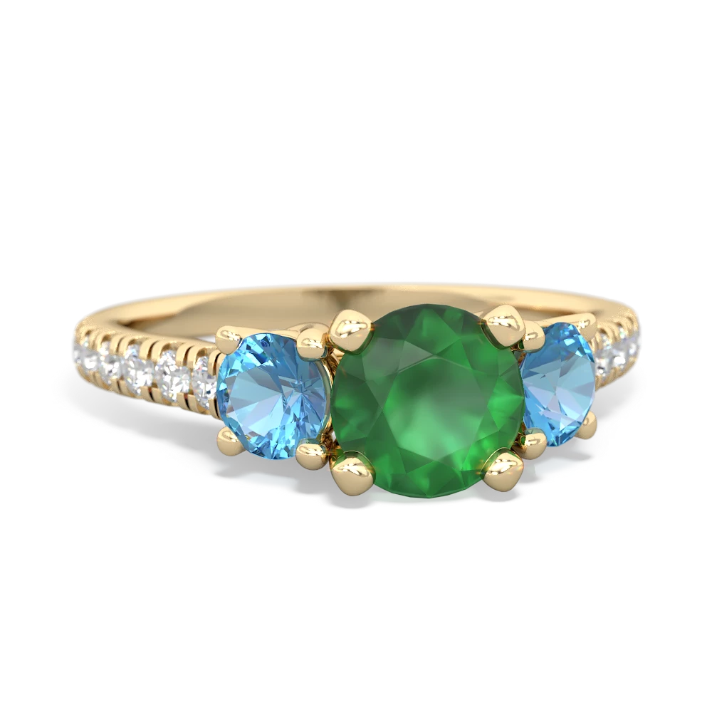 Emerald Pave Trellis 14K Yellow Gold ring R5500