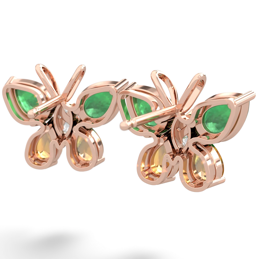 Emerald Butterfly 14K Rose Gold earrings E2215