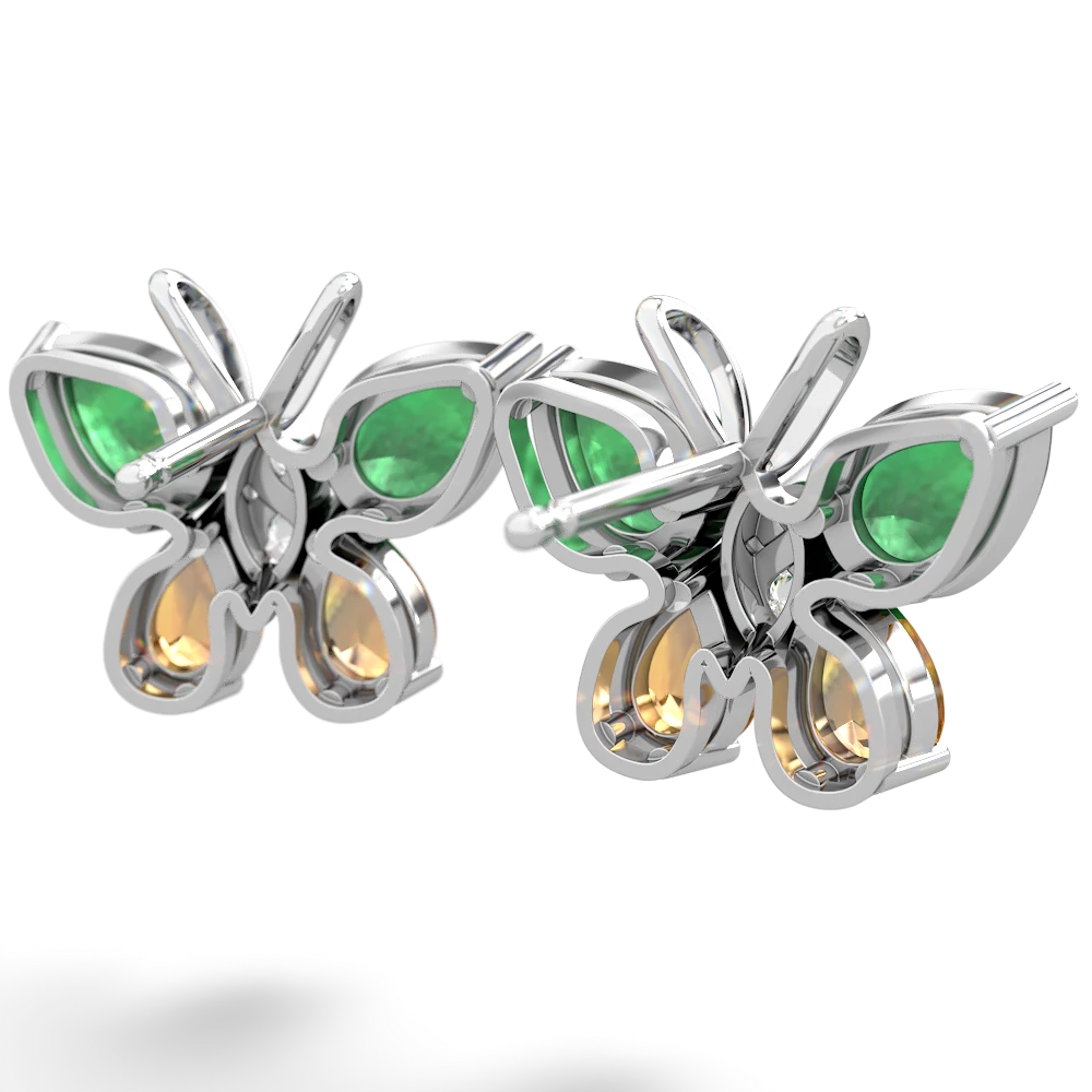 Emerald Butterfly 14K White Gold earrings E2215