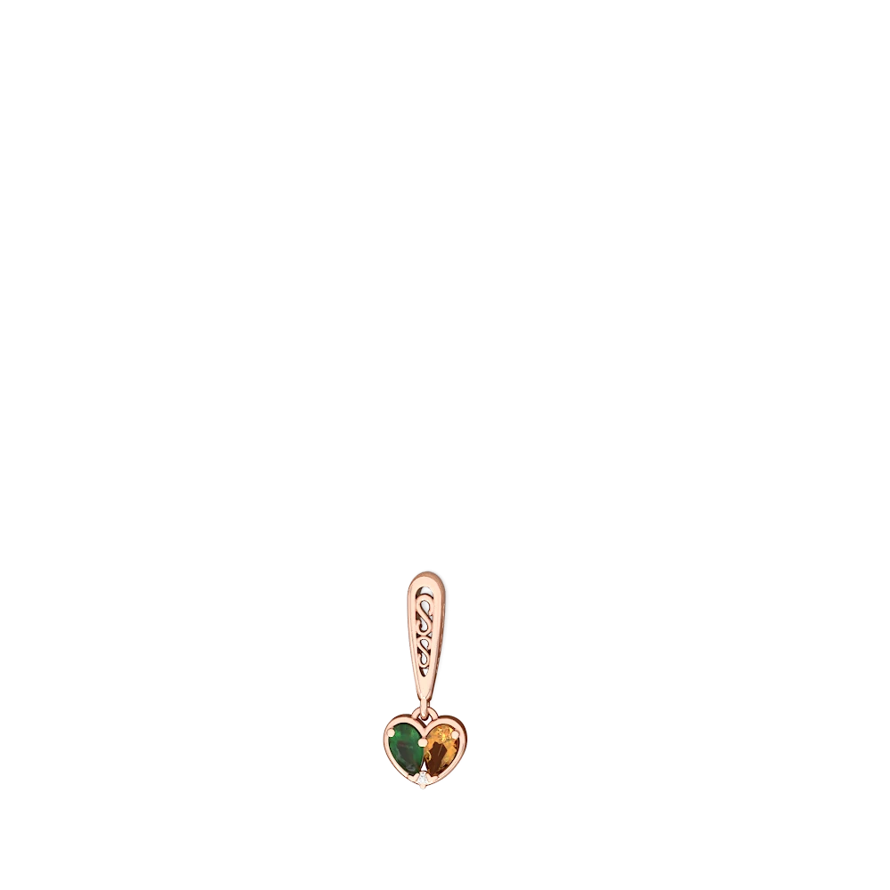 Emerald Filligree Heart 14K Rose Gold earrings E5070