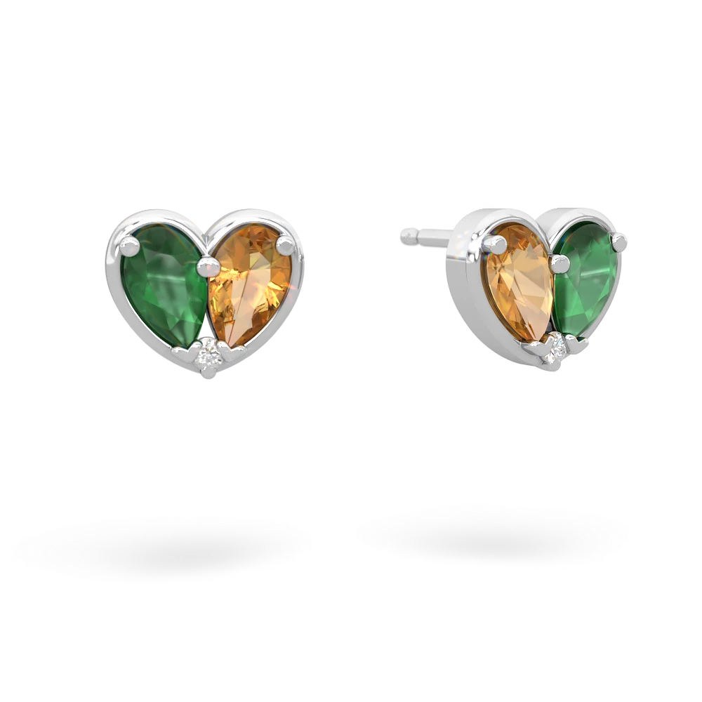 Emerald 'Our Heart' 14K White Gold earrings E5072