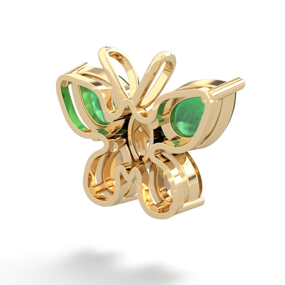 Emerald Butterfly 14K Yellow Gold pendant P2215