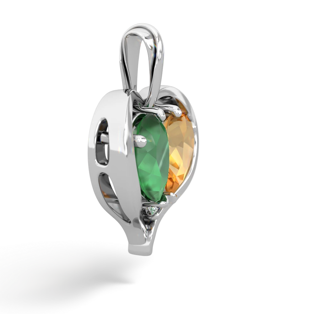 Emerald Two Become One 14K White Gold pendant P5330