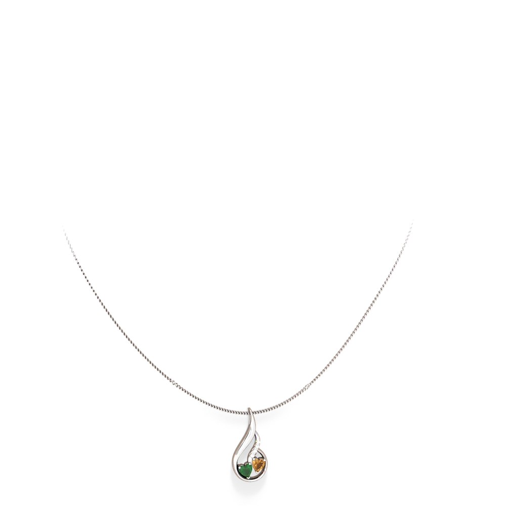 Emerald Keepsake Curves 14K White Gold pendant P5450