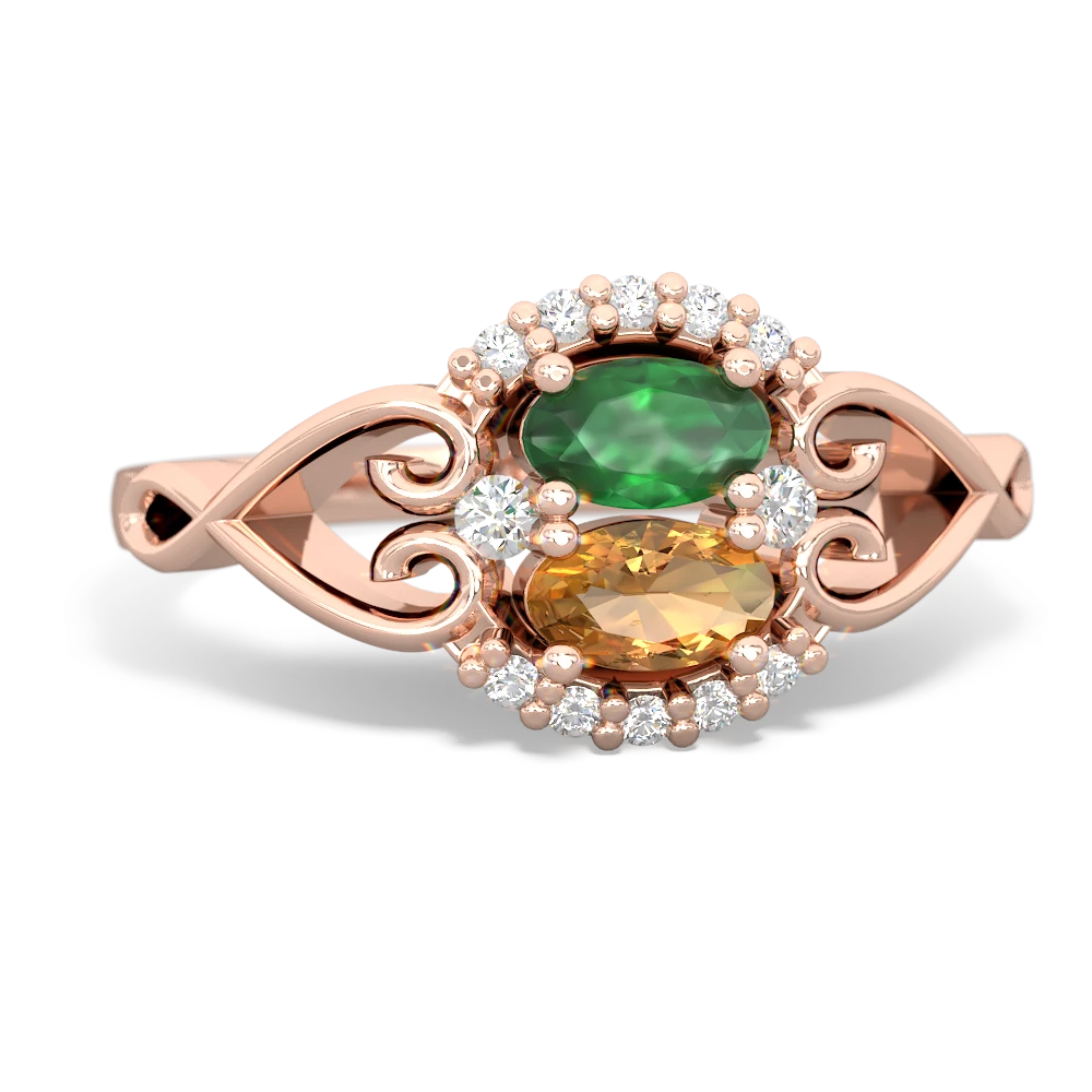 Emerald Love Nest 14K Rose Gold ring R5860