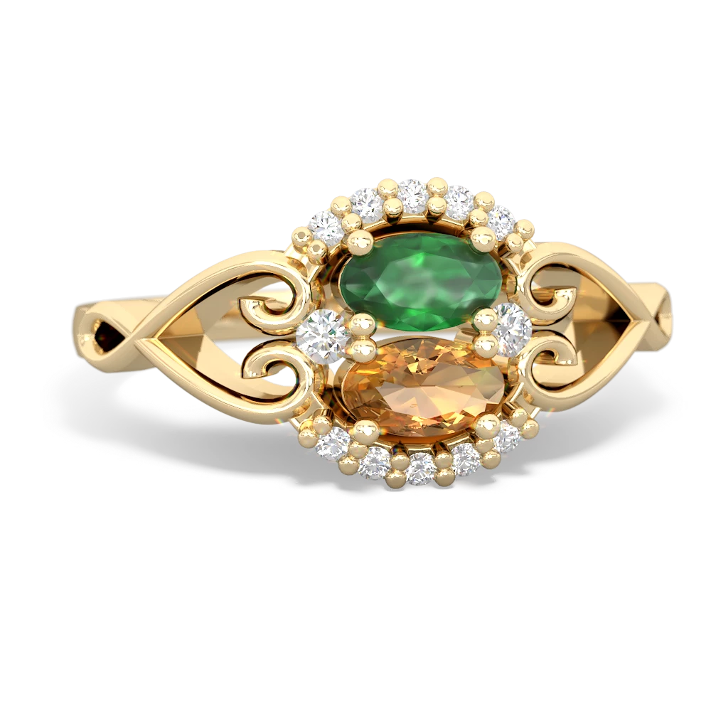 Emerald Love Nest 14K Yellow Gold ring R5860