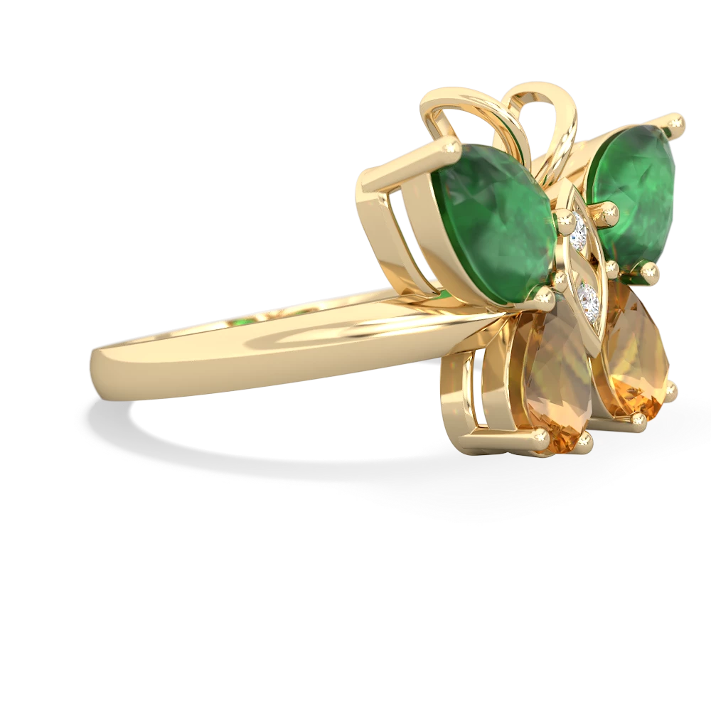 Emerald Butterfly 14K Yellow Gold ring R2215