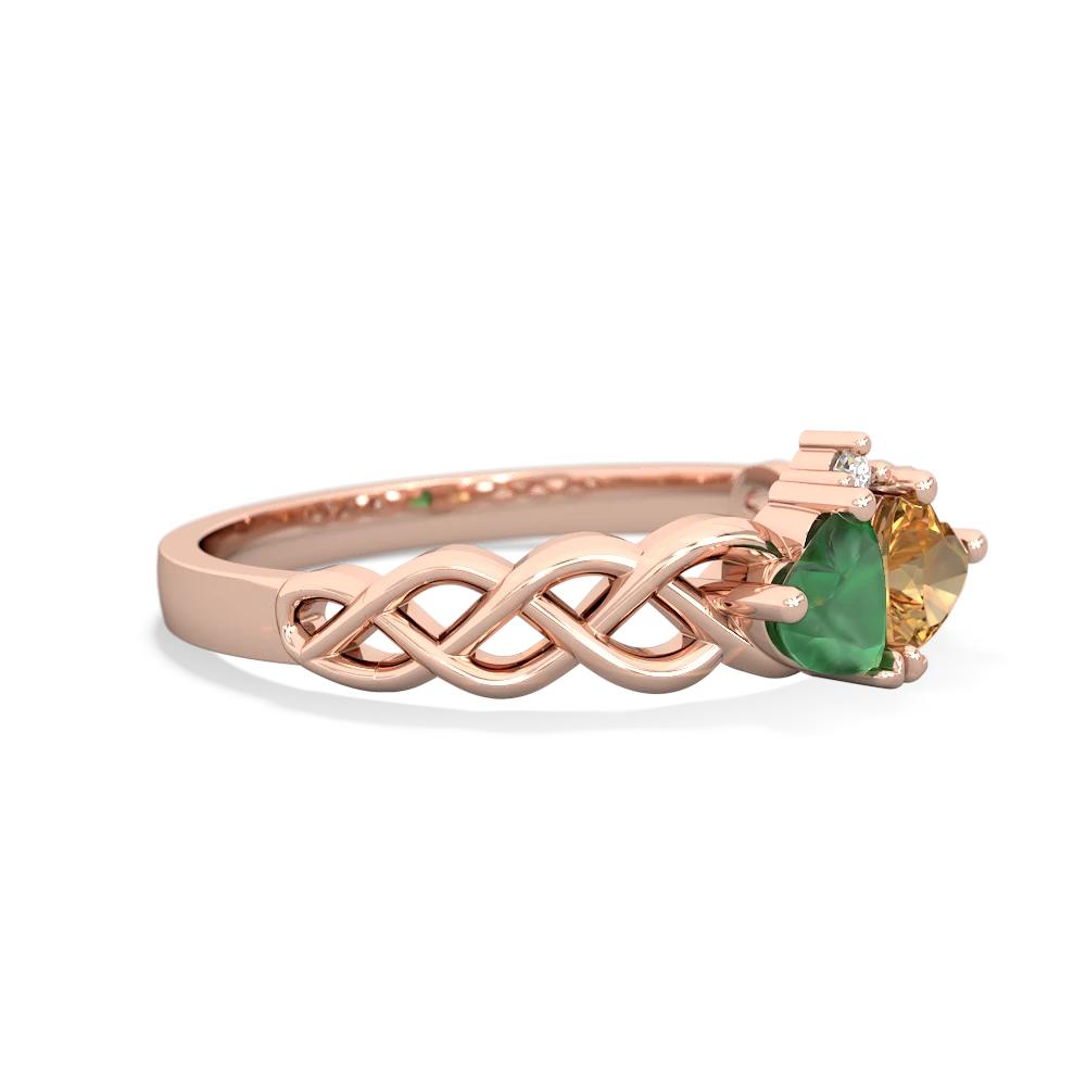 Emerald Heart To Heart Braid 14K Rose Gold ring R5870