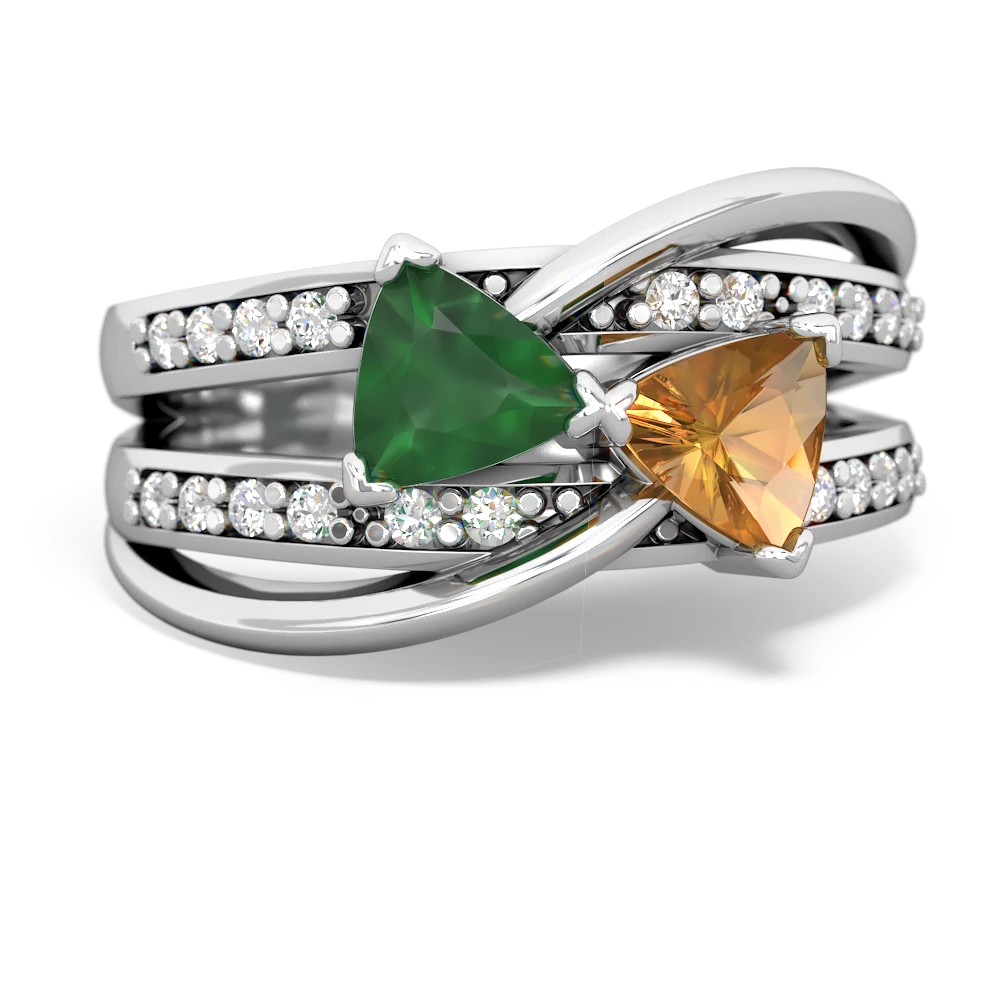 Emerald Bowtie 14K White Gold ring R2360