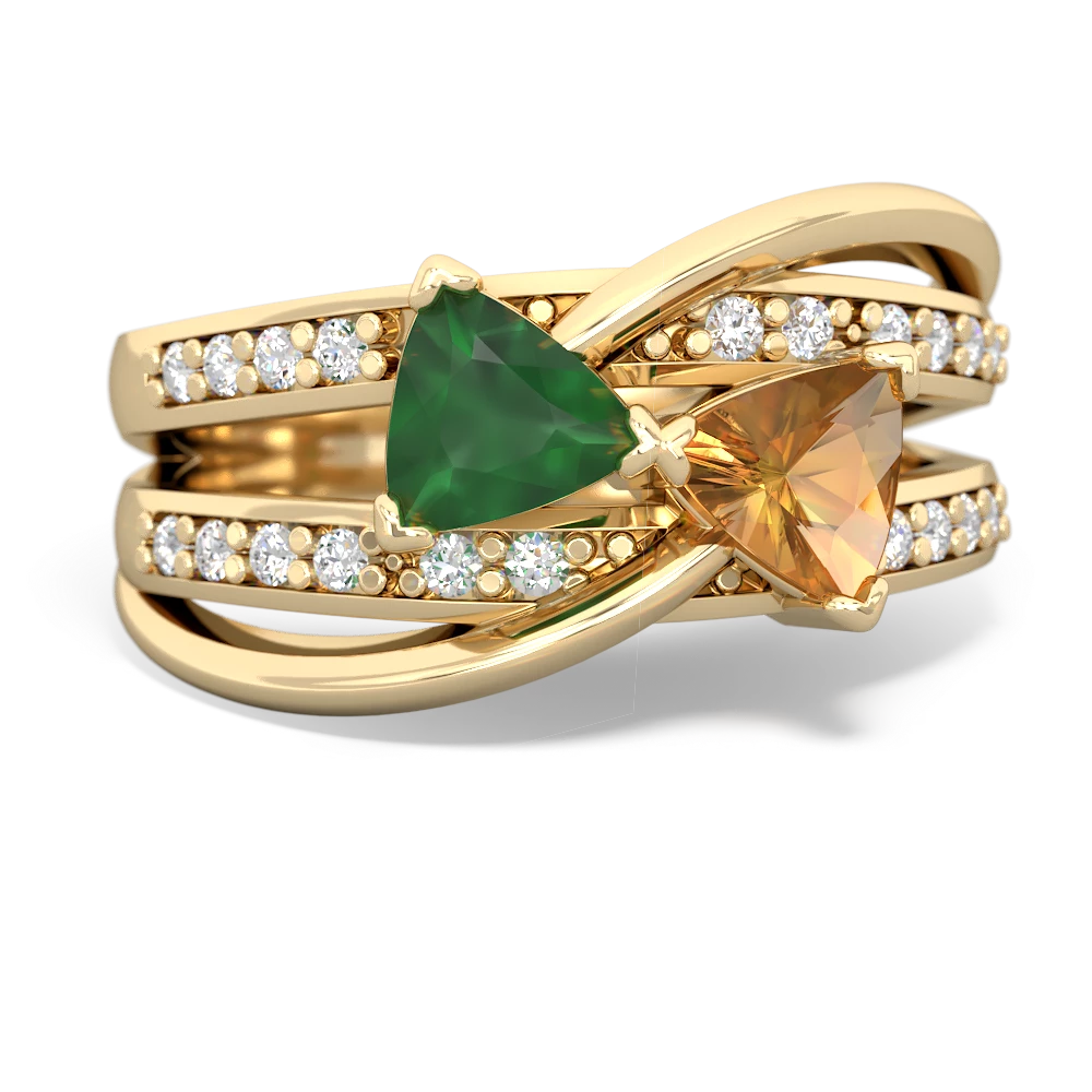 Emerald Bowtie 14K Yellow Gold ring R2360