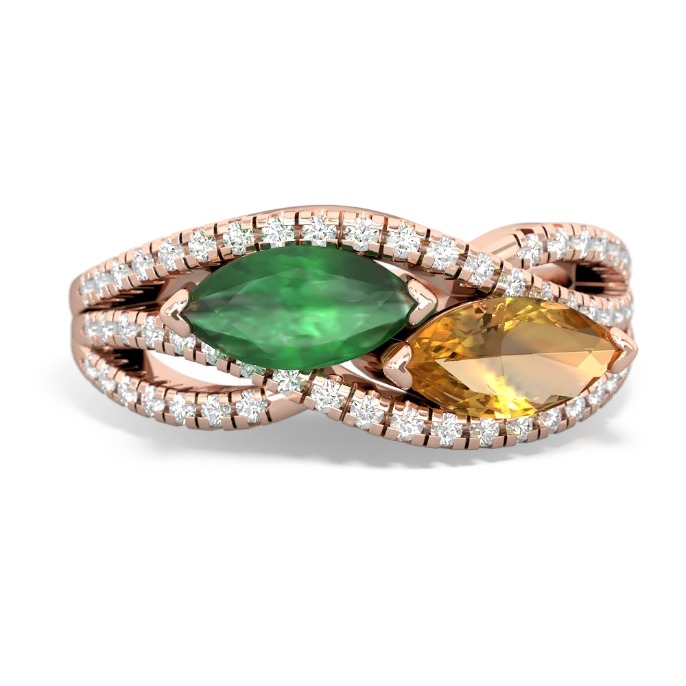 Emerald Diamond Rivers 14K Rose Gold ring R3070