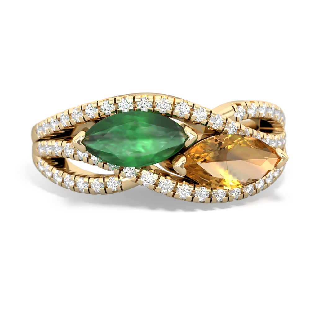 Emerald Diamond Rivers 14K Yellow Gold ring R3070