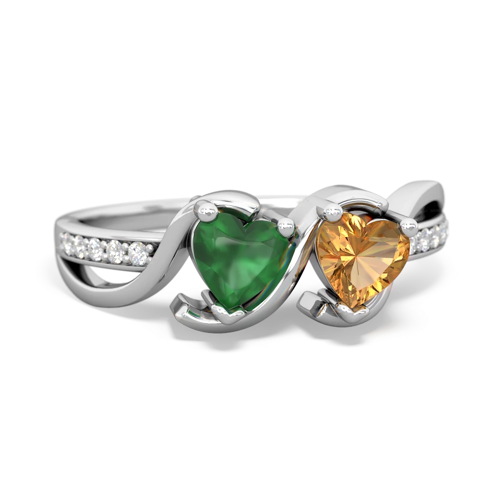 Emerald Side By Side 14K White Gold ring R3090