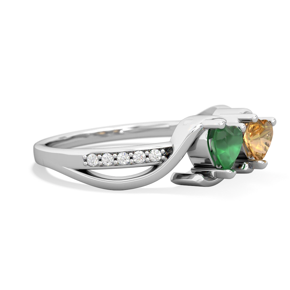 Emerald Side By Side 14K White Gold ring R3090