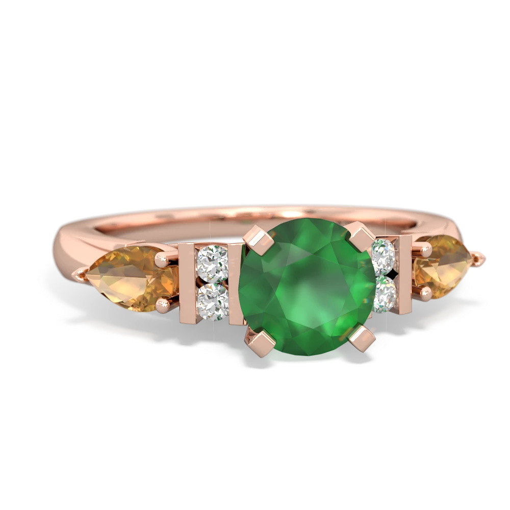 Emerald 6Mm Round Eternal Embrace Engagement 14K Rose Gold ring R2005