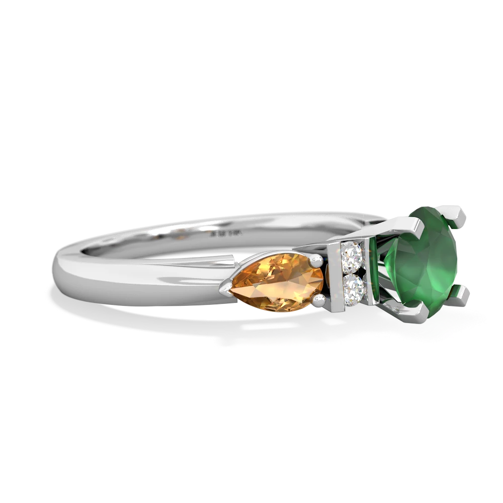 Emerald 6Mm Round Eternal Embrace Engagement 14K White Gold ring R2005