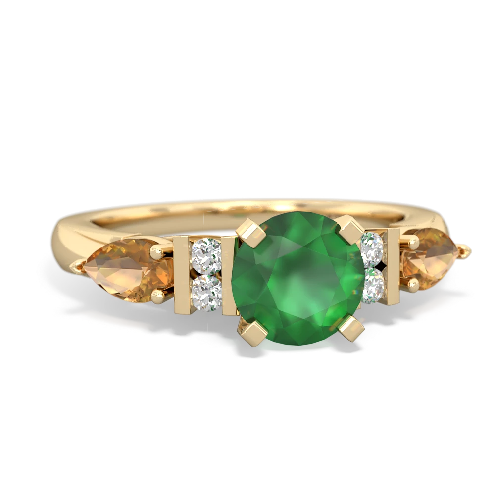 Emerald 6Mm Round Eternal Embrace Engagement 14K Yellow Gold ring R2005