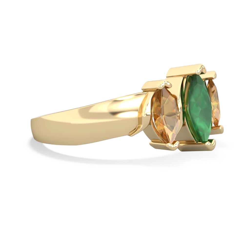 Emerald Three Peeks 14K Yellow Gold ring R2433