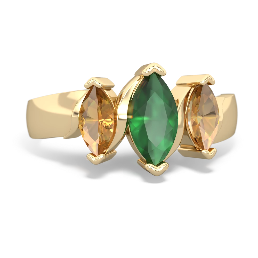 Emerald Three Peeks 14K Yellow Gold ring R2433