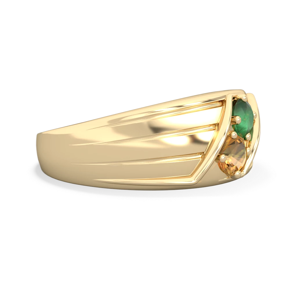 Emerald Men's Streamline 14K Yellow Gold ring R0460