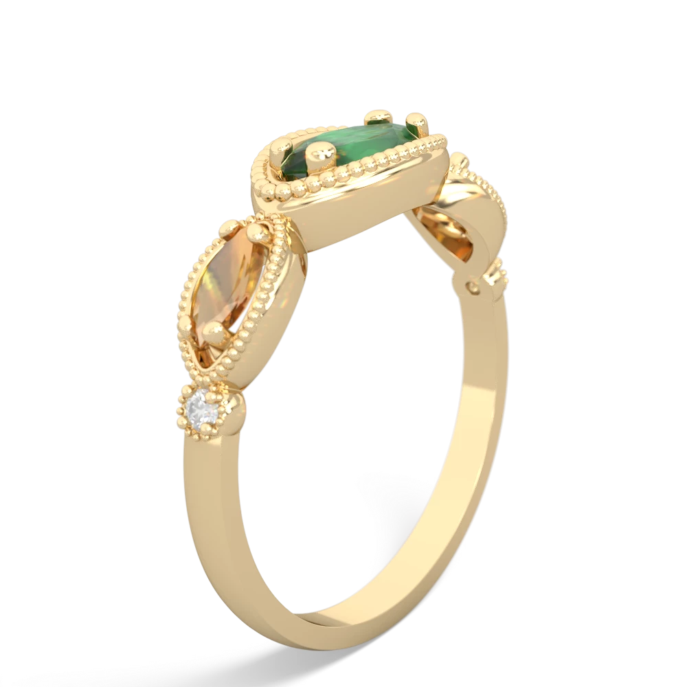 Emerald Milgrain Marquise 14K Yellow Gold ring R5700