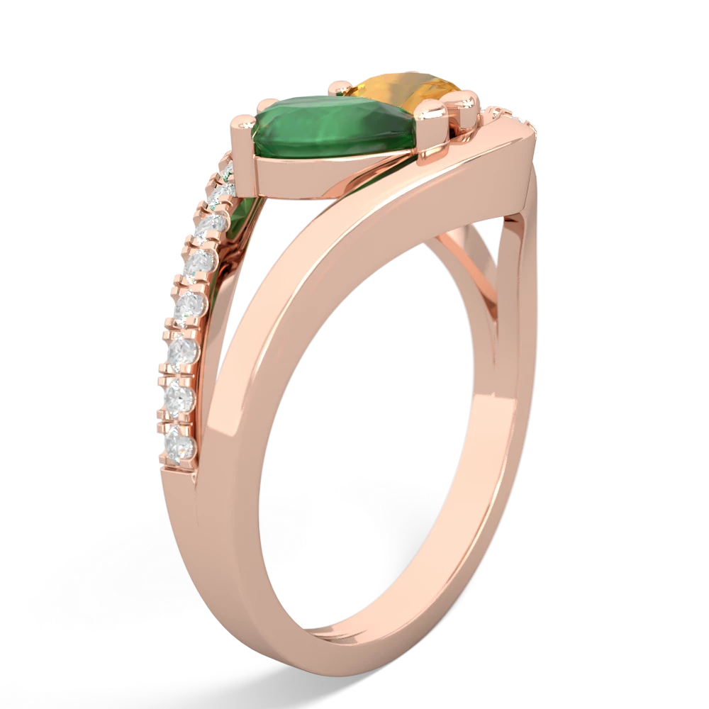 Emerald Nestled Heart Keepsake 14K Rose Gold ring R5650