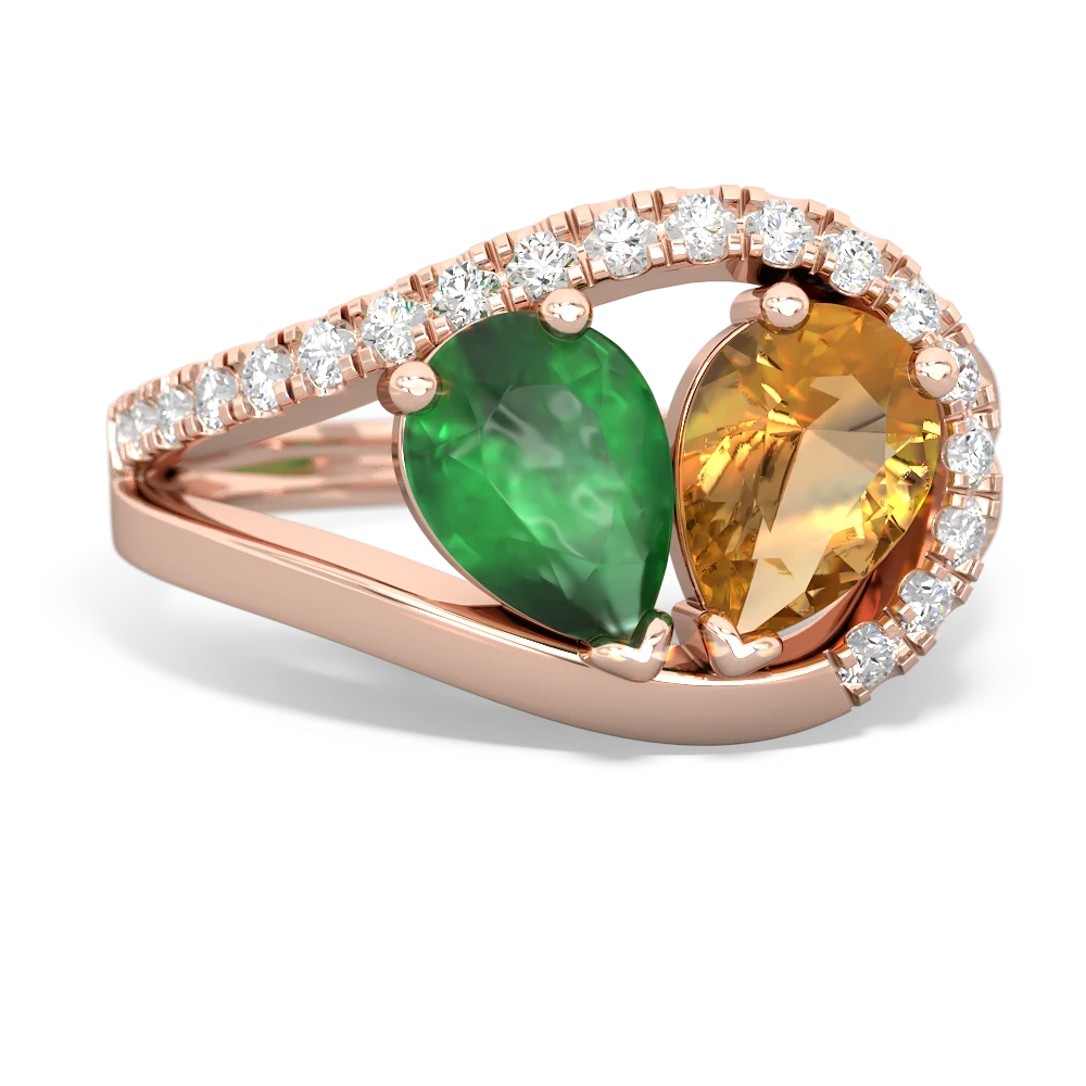 Emerald Nestled Heart Keepsake 14K Rose Gold ring R5650