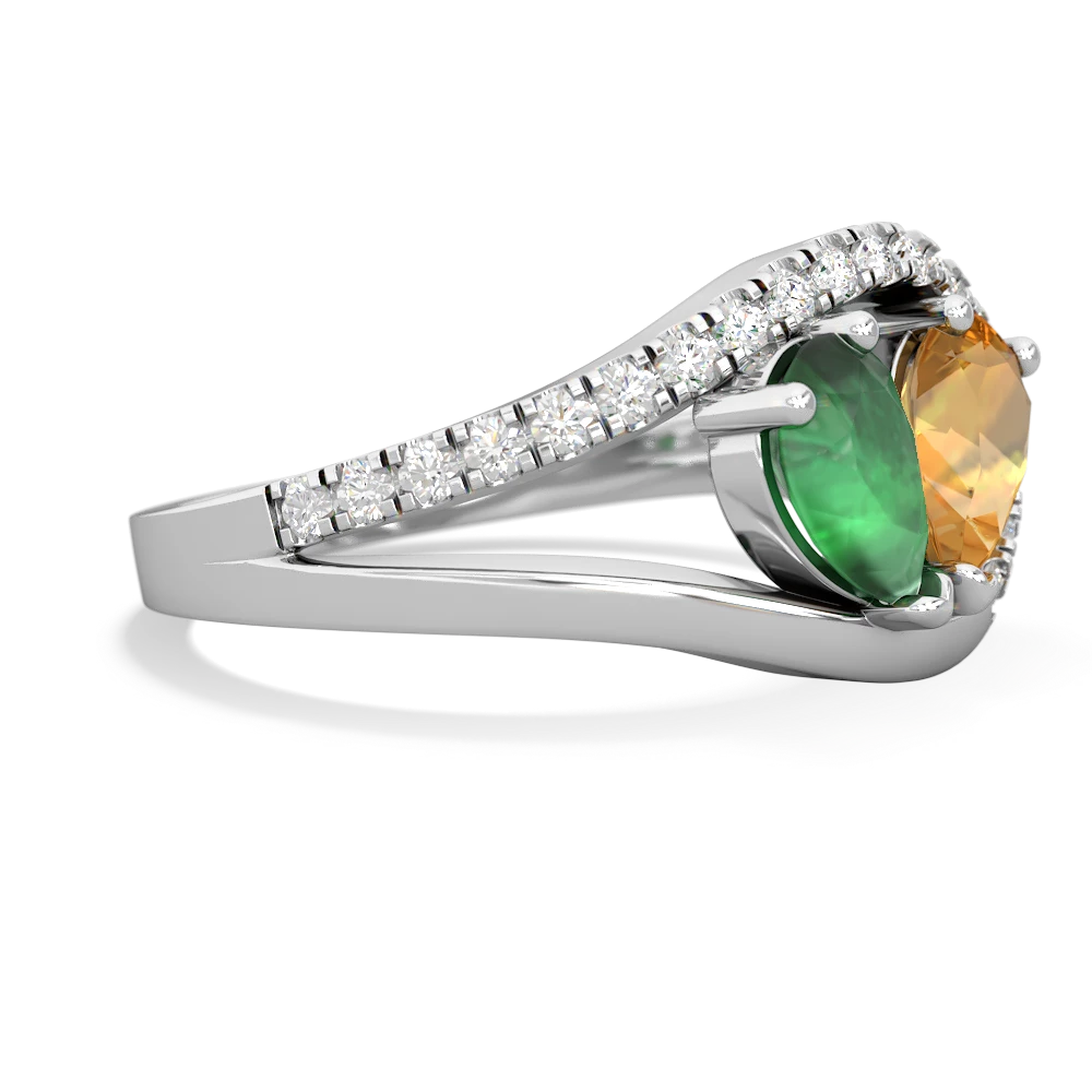 Emerald Nestled Heart Keepsake 14K White Gold ring R5650