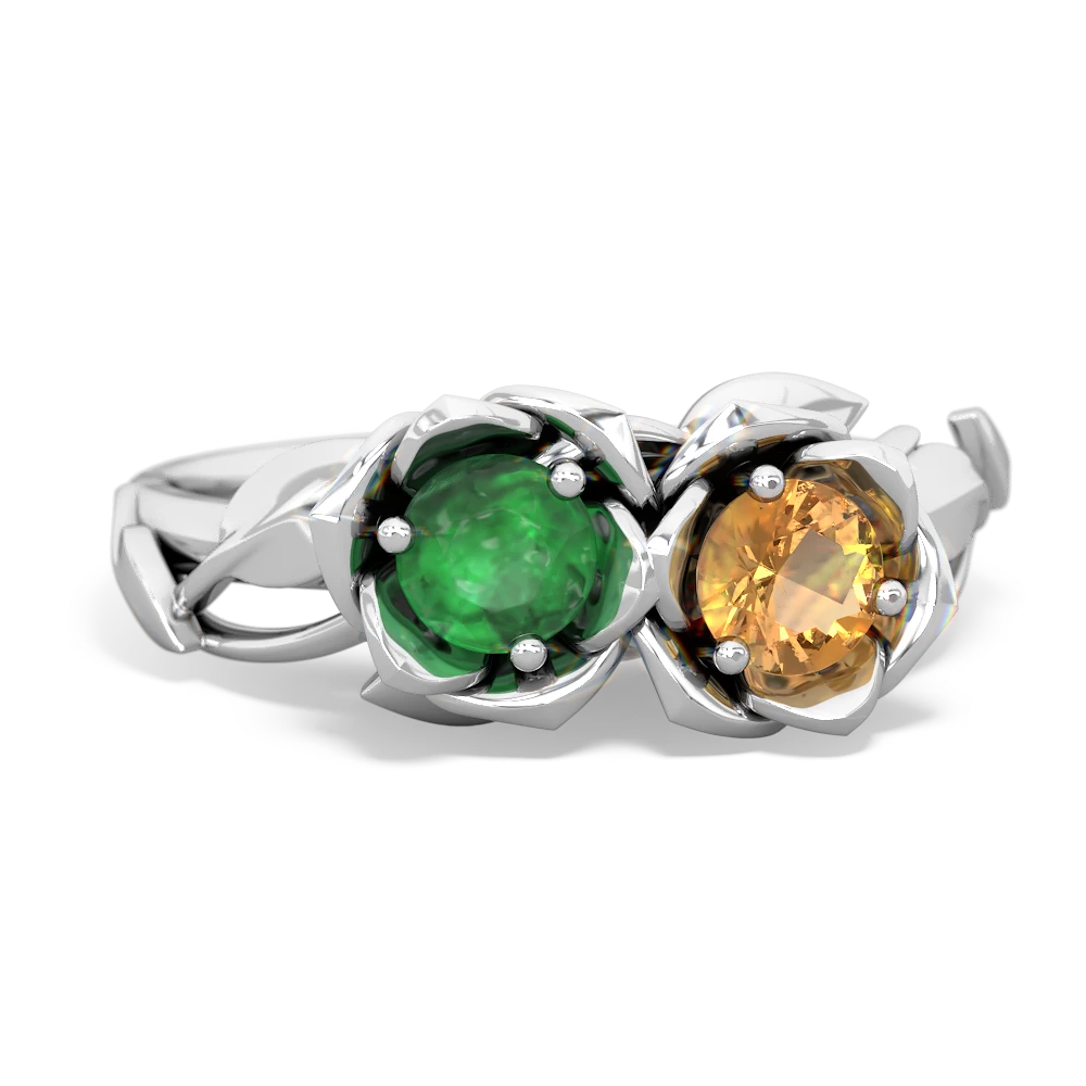 Emerald Rose Garden 14K White Gold ring R5510