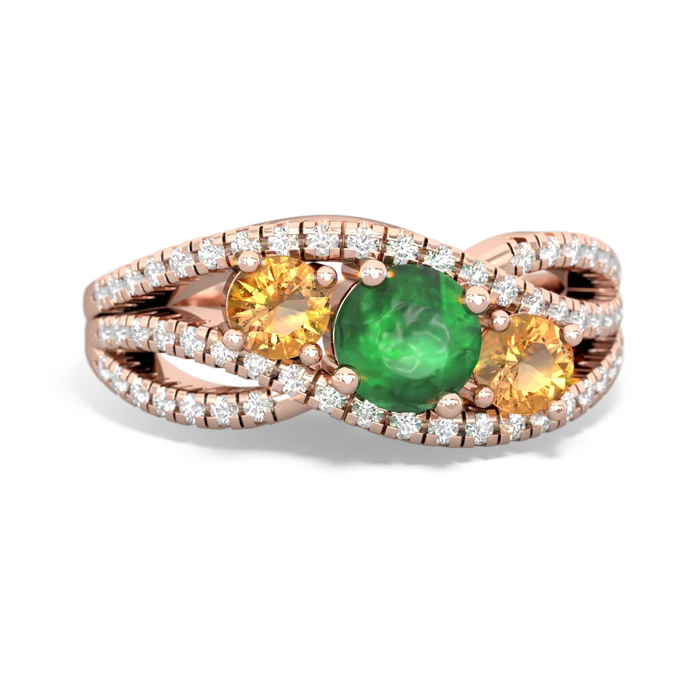 Emerald Three Stone Aurora 14K Rose Gold ring R3080