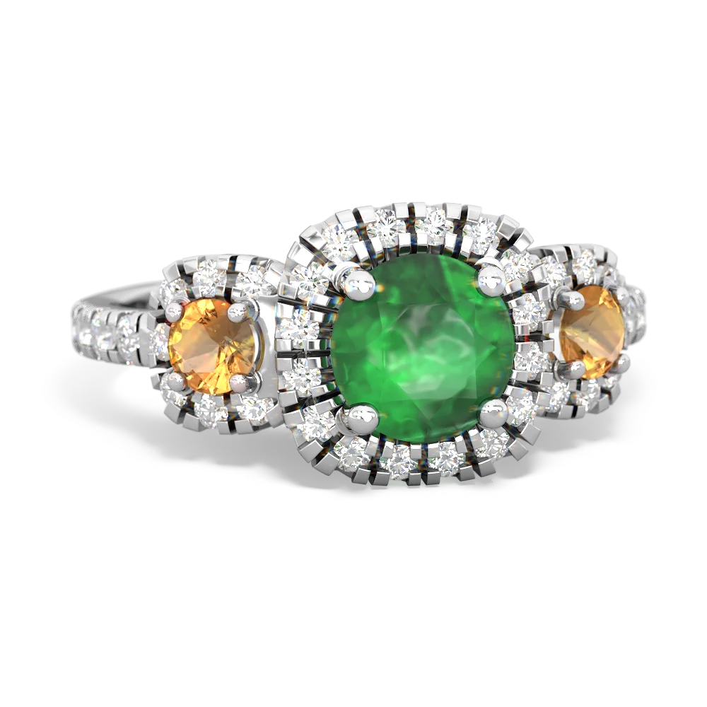 Emerald Regal Halo 14K White Gold ring R5350