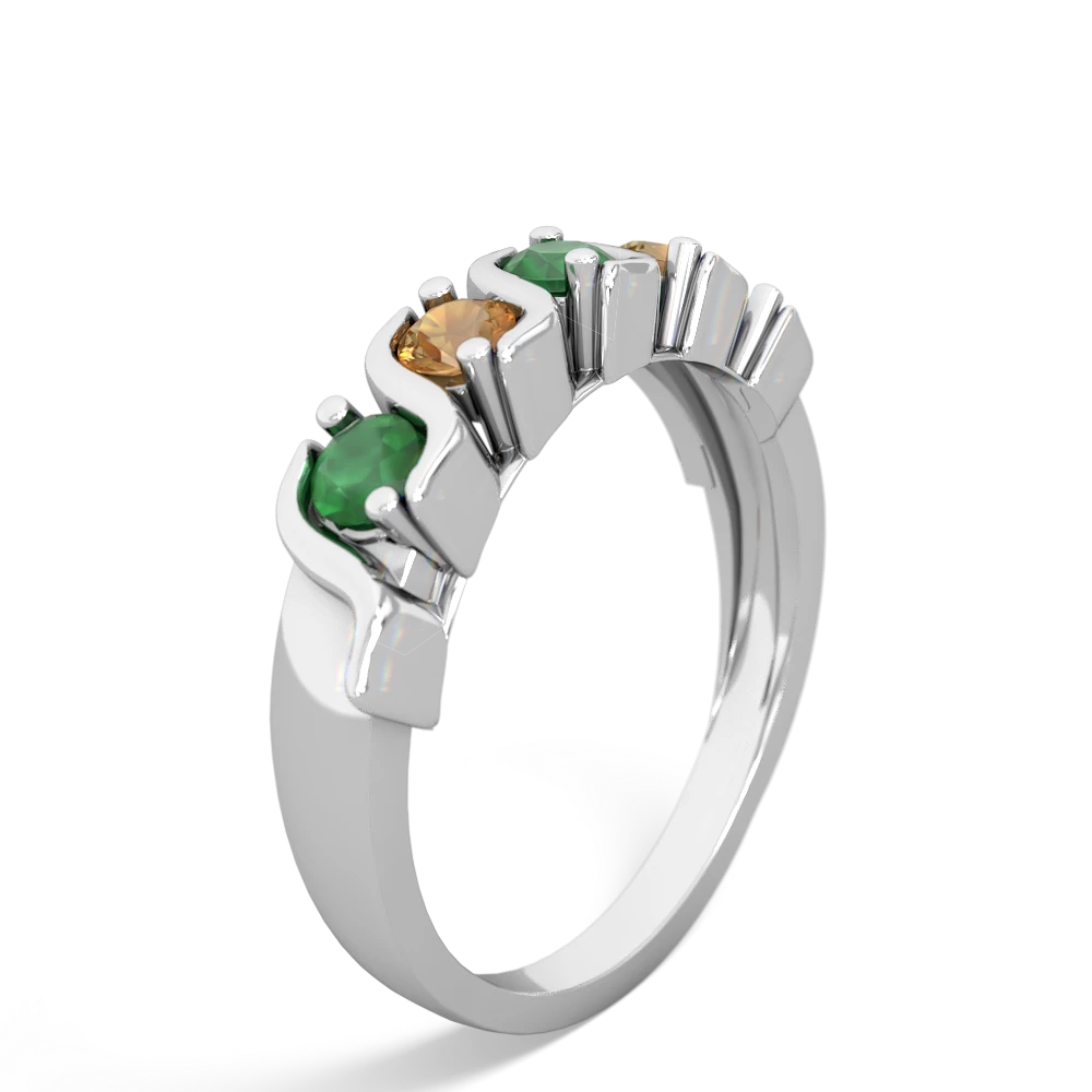 Emerald Anniversary Band 14K White Gold ring R2089