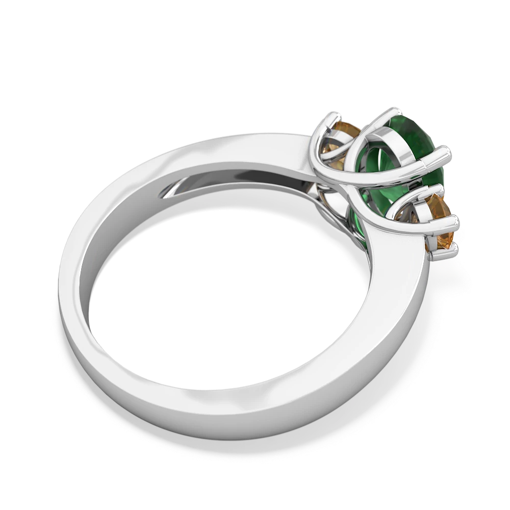 Emerald Three Stone Oval Trellis 14K White Gold ring R4024