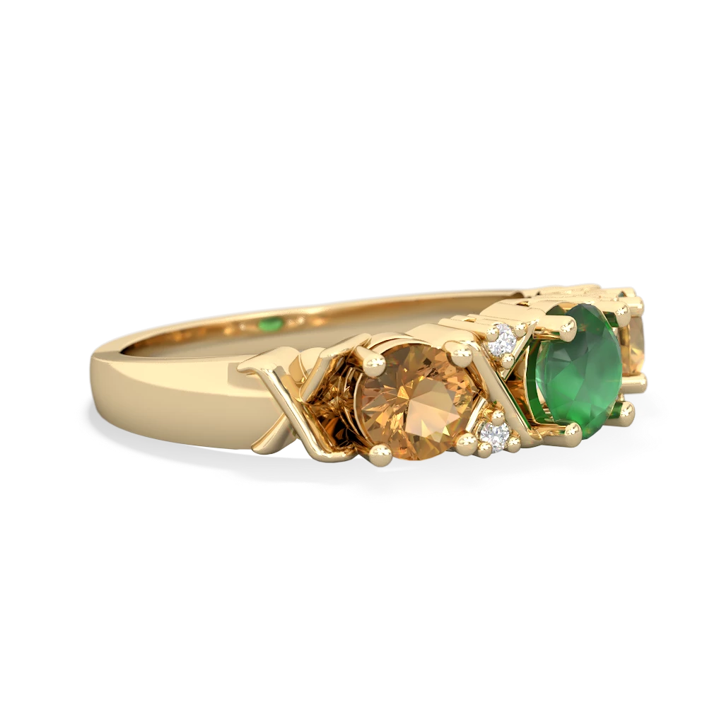 Emerald Hugs And Kisses 14K Yellow Gold ring R5016