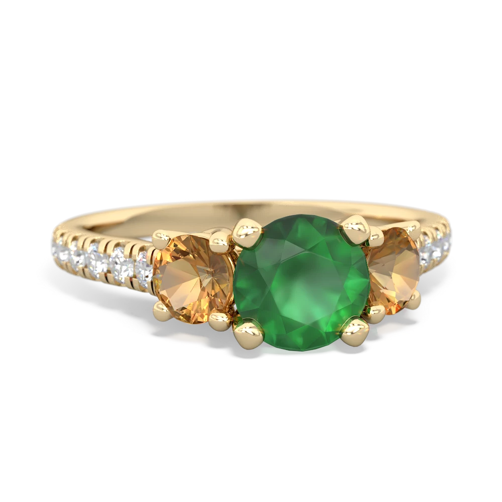 Emerald Pave Trellis 14K Yellow Gold ring R5500