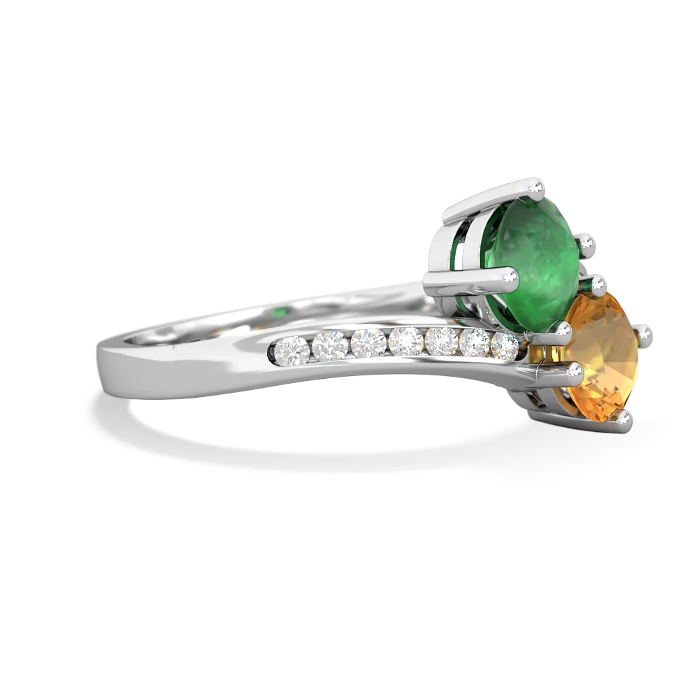 Emerald Channel Set Two Stone 14K White Gold ring R5303