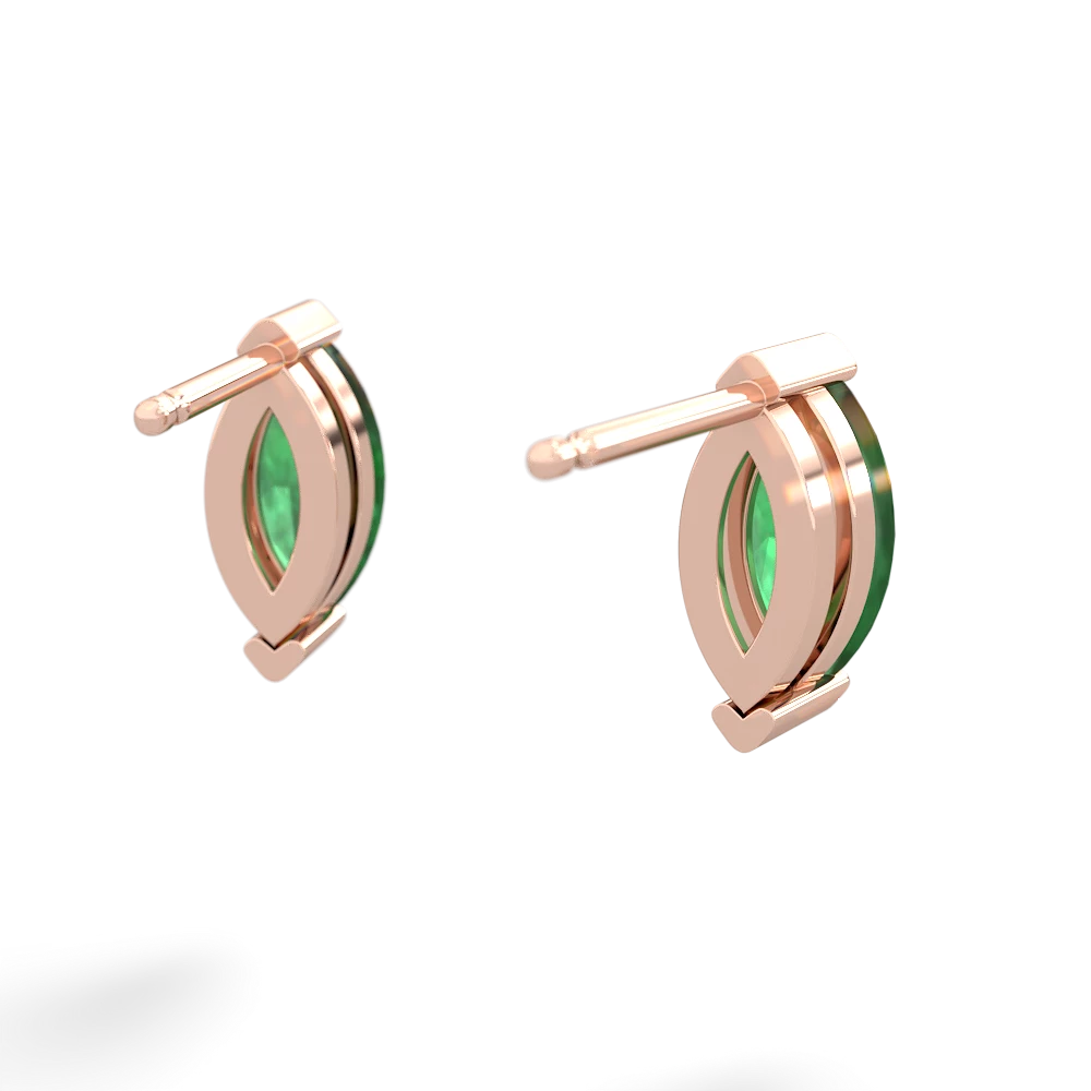 Emerald 8X4mm Marquise Stud 14K Rose Gold earrings E1701