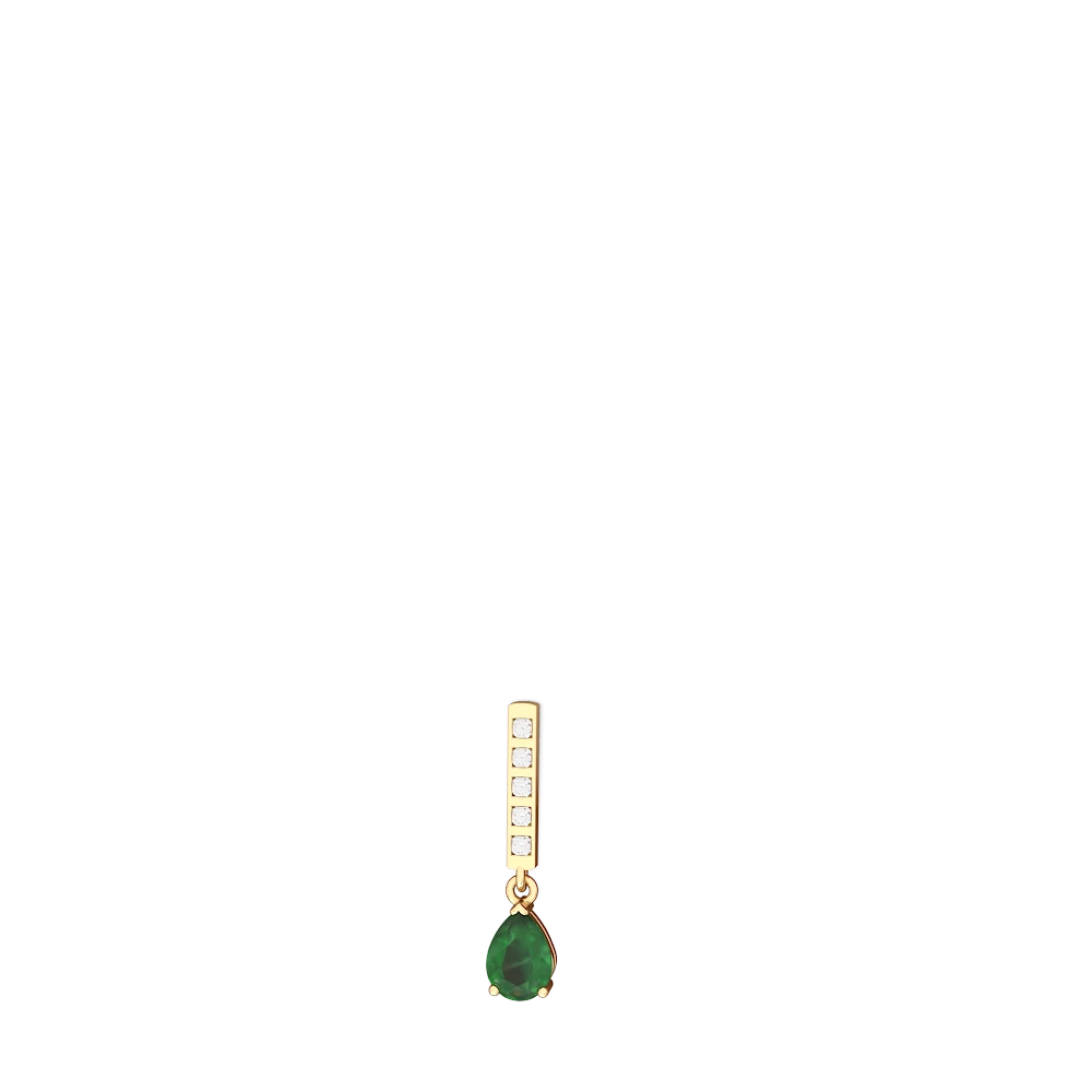 Emerald Art Deco Diamond Drop 14K Yellow Gold earrings E5324