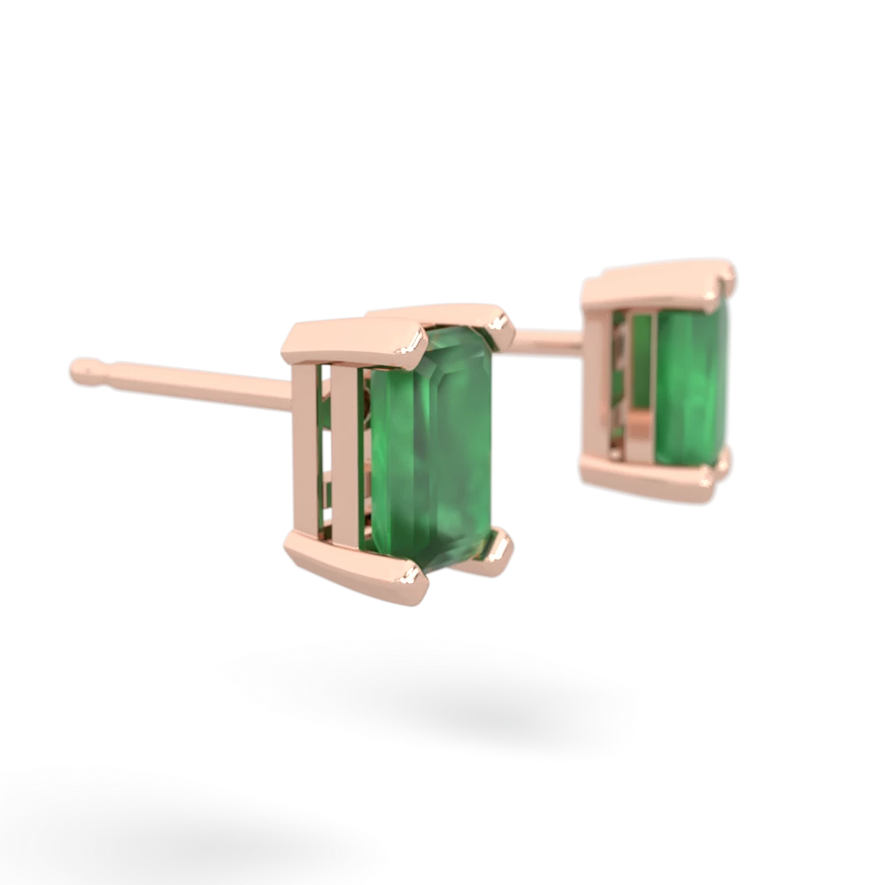 Emerald 6X4mm Emerald-Cut Stud 14K Rose Gold earrings E1855