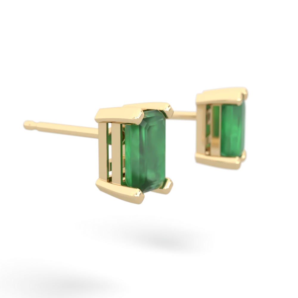 Emerald 6X4mm Emerald-Cut Stud 14K Yellow Gold earrings E1855